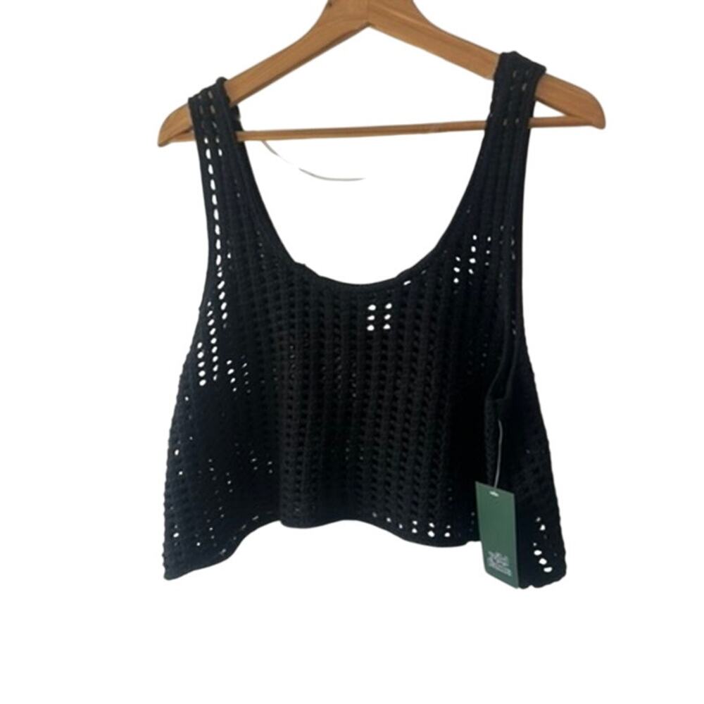 Wild Fable Black Open Knit Swim Cover Up Tank Top Women's Size Large NEW
